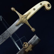 British c1860 Warwickshire Yeomanry Cavalry Officers Full Dress Mameluke Sword by Hamburger Rogers and Co 10